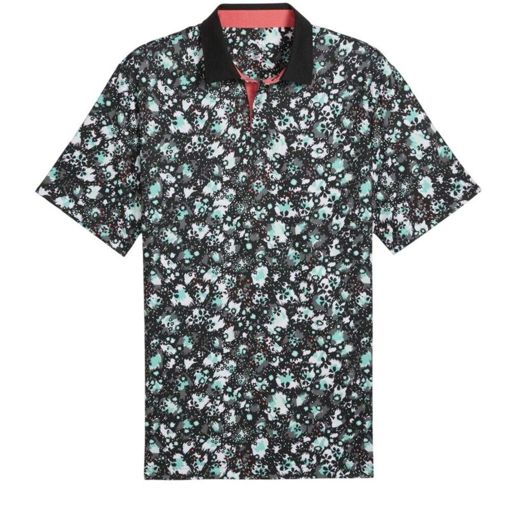 Puma Mens Cloudspun Abstract Camo Polo Shirt / Black